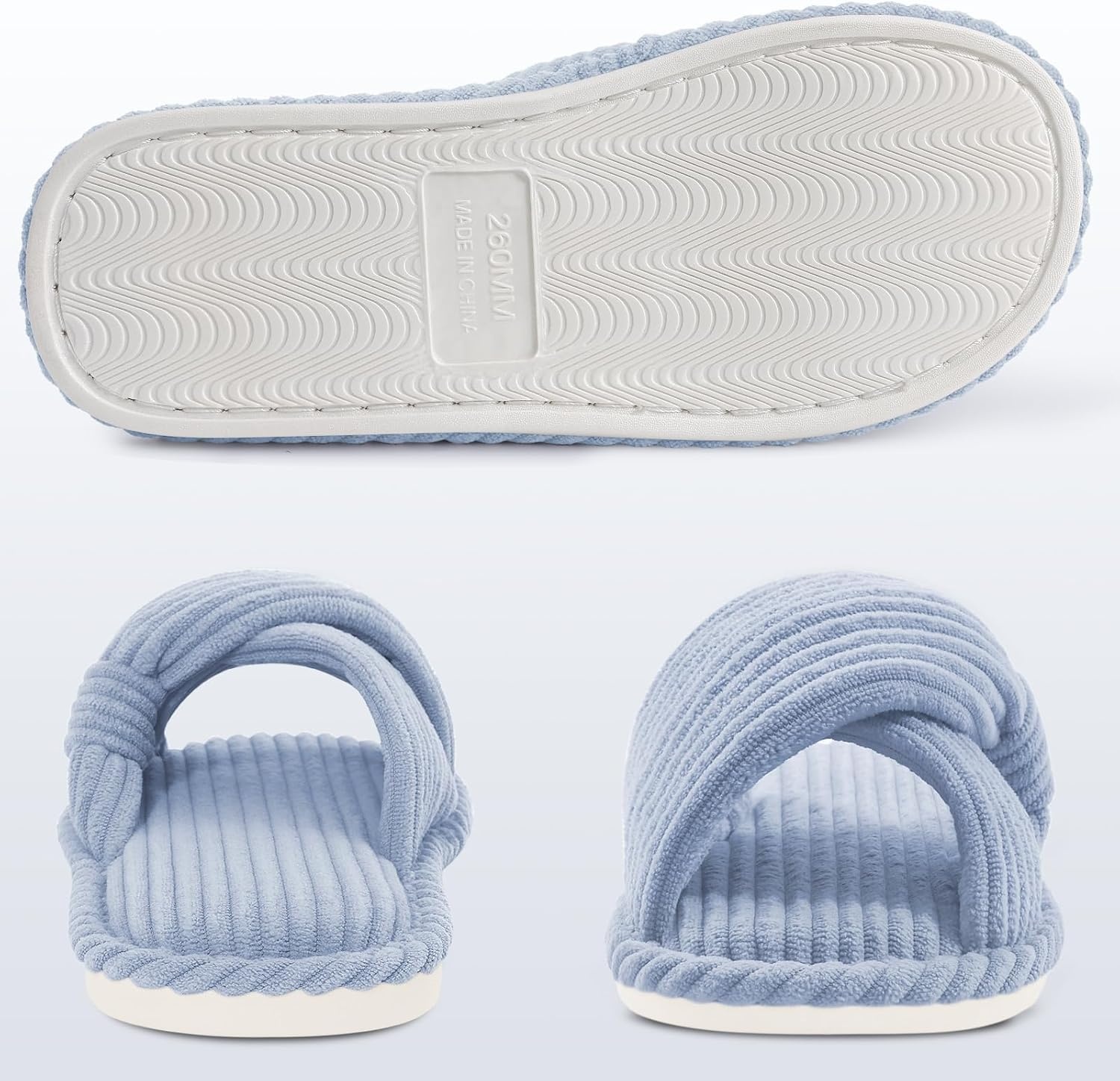 image:imageEvshine Summer House Slippers for Women Corduroy Open Toe Indoor SlippersLight Blue