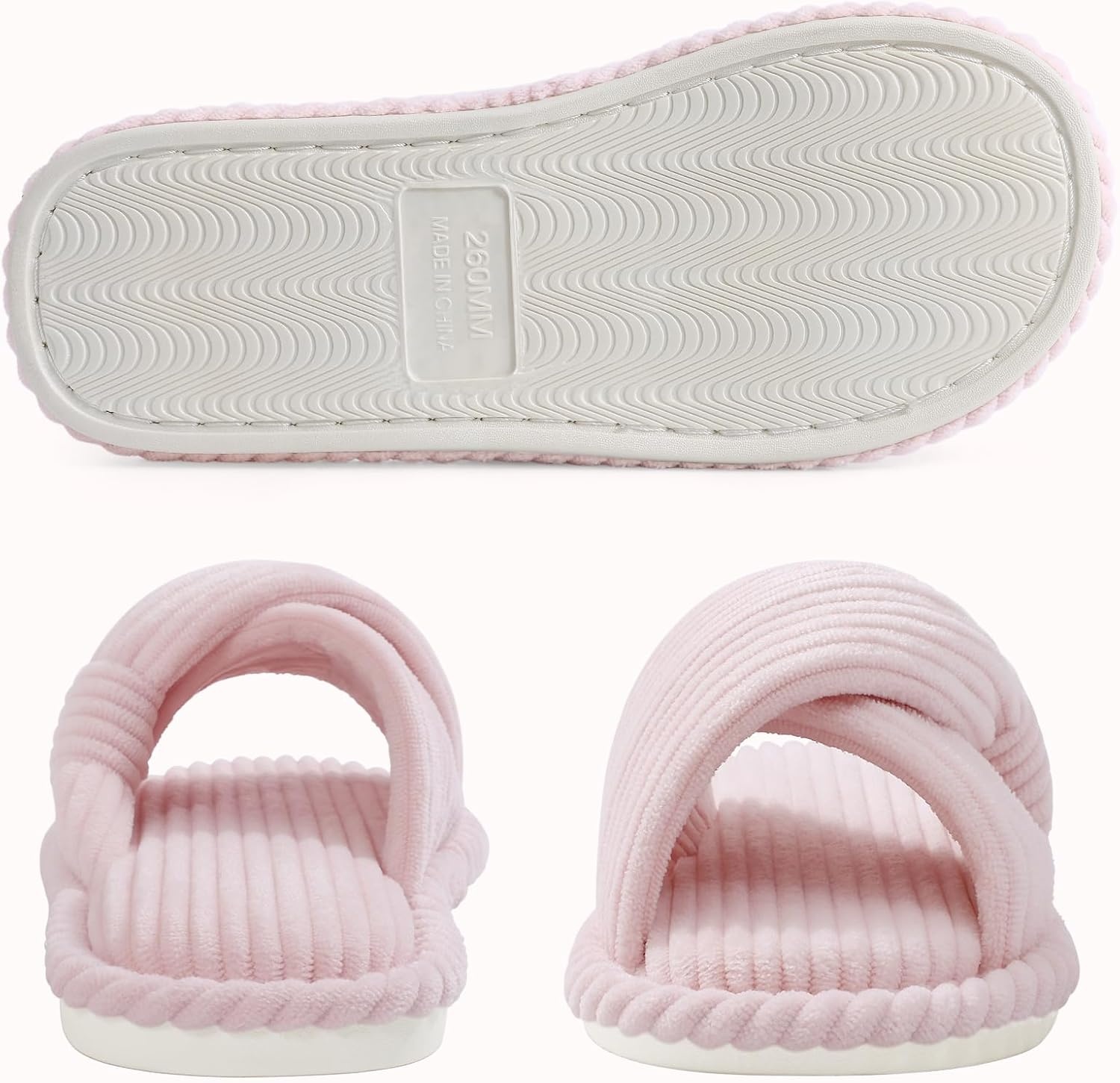image:imageEvshine Summer House Slippers for Women Corduroy Open Toe Indoor SlippersPink