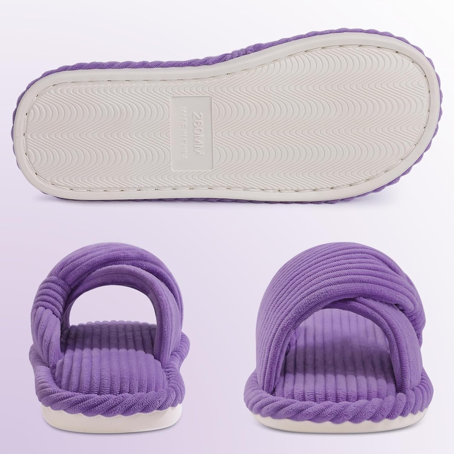image:imageEvshine Summer House Slippers for Women Corduroy Open Toe Indoor SlippersPurple