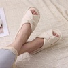 Evshine Summer House Slippers for Women Corduroy Open Toe Indoor Slippers(Beige)