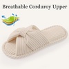 Evshine Summer House Slippers for Women Corduroy Open Toe Indoor Slippers(Beige)
