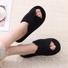 Evshine Summer House Slippers for Women Corduroy Open Toe Indoor Slippers(Black)