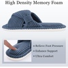 Evshine Summer House Slippers for Women Corduroy Open Toe Indoor Slippers(Blue)