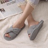 Evshine Summer House Slippers for Women Corduroy Open Toe Indoor Slippers(Grey)