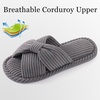 Evshine Summer House Slippers for Women Corduroy Open Toe Indoor Slippers(Grey)