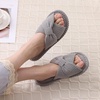 Evshine Summer House Slippers for Women Corduroy Open Toe Indoor Slippers(Grey)