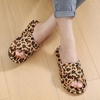 Evshine Summer House Slippers for Women Corduroy Open Toe Indoor Slippers(Leopard)