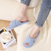 Evshine Summer House Slippers for Women Corduroy Open Toe Indoor Slippers(Light Blue)