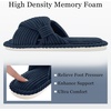 Evshine Summer House Slippers for Women Corduroy Open Toe Indoor Slippers(Navy)