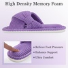Evshine Summer House Slippers for Women Corduroy Open Toe Indoor Slippers(Purple)