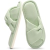 Evshine Summer House Slippers for Women Corduroy Open Toe Indoor Slippers(Light Green)