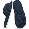 Evshine Summer House Slippers for Women Corduroy Open Toe Indoor Slippers(Navy)