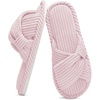 Evshine Summer House Slippers for Women Corduroy Open Toe Indoor Slippers(Pink)