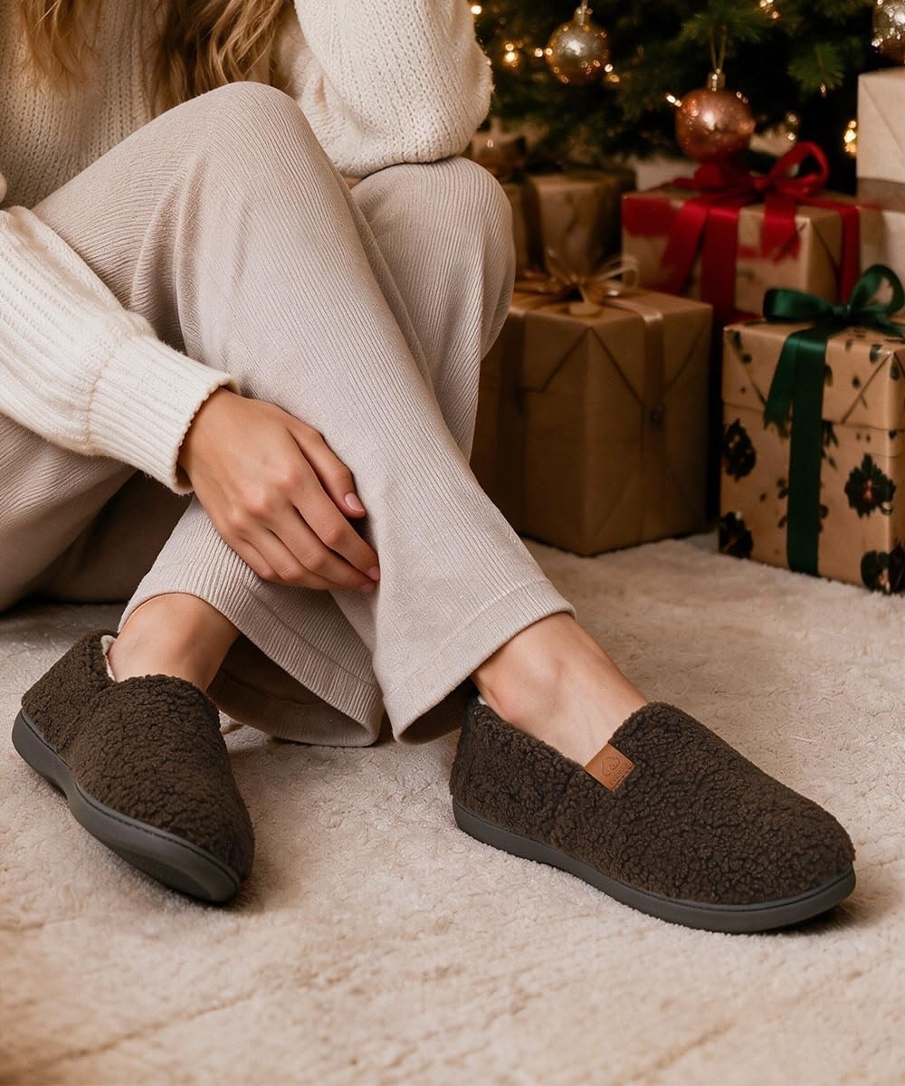 image:imageEvshine Cozy Curly Fleece Memory Foam Fuzzy Slippers for Women