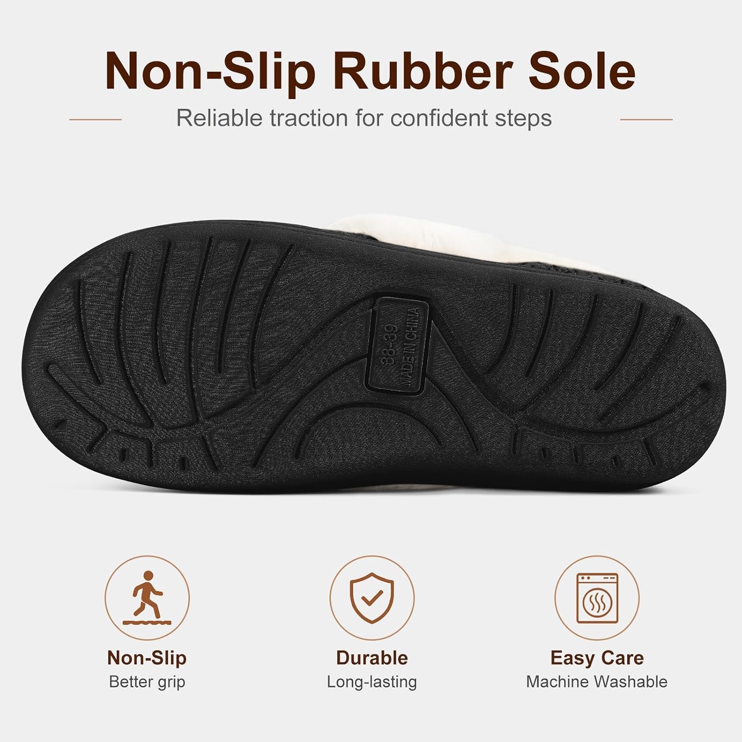 image:imageEvshine Fuzzy Memory Foam Slippers for Women Closed Back Knit House ShoesDeep Black