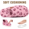 Evshine Fuzzy House Slippers for Women with Comfortable Memory Foam(Leopard Pink)