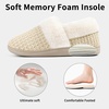 Evshine Fuzzy Memory Foam Slippers for Women Closed Back Knit House Shoes(Beige)