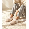 Evshine Fuzzy Memory Foam Slippers for Women Closed Back Knit House Shoes(Beige)