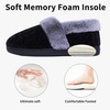 Evshine Fuzzy Memory Foam Slippers for Women Closed Back Knit House Shoes(Black)