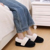 Evshine Fuzzy Memory Foam Slippers for Women Closed Back Knit House Shoes(Black/White)