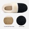 Evshine Fuzzy Memory Foam Slippers for Women Closed Back Knit House Shoes(Black/White)