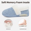 Evshine Fuzzy Memory Foam Slippers for Women Closed Back Knit House Shoes(Blue)