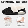 Evshine Fuzzy Memory Foam Slippers for Women Closed Back Knit House Shoes(Deep Black)