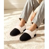 Evshine Fuzzy Memory Foam Slippers for Women Closed Back Knit House Shoes(Deep Black)