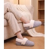 Evshine Fuzzy Memory Foam Slippers for Women Closed Back Knit House Shoes(Grey)