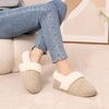 Evshine Fuzzy Memory Foam Slippers for Women Closed Back Knit House Shoes(Khaki)