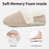 Evshine Fuzzy Memory Foam Slippers for Women Closed Back Knit House Shoes(Khaki)
