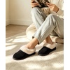 Evshine Fuzzy Memory Foam Slippers for Women Closed Back Knit House Shoes(Matte Black)