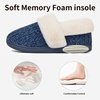 Evshine Fuzzy Memory Foam Slippers for Women Closed Back Knit House Shoes(Navy)