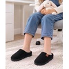 Evshine Kids Slippers Girls Boys Curly Plush Memory Foam House Slippers(Black)