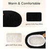 Evshine Kids Slippers Girls Boys Curly Plush Memory Foam House Slippers(Black)
