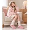 Evshine Kids Slippers Girls Boys Curly Plush Memory Foam House Slippers(Pink)
