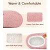 Evshine Kids Slippers Girls Boys Curly Plush Memory Foam House Slippers(Pink)