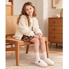 Evshine Kids Slippers Girls Boys Curly Plush Memory Foam House Slippers(White)