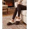Evshine Women’s Chenille Knit Fuzzy Slippers Memory Foam Warm House Shoes(Light Brown)