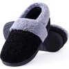 Evshine Fuzzy Memory Foam Slippers for Women Closed Back Knit House Shoes(Black)