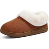 Evshine Fuzzy Memory Foam Slippers for Women Closed Back Knit House Shoes(Chestnut)