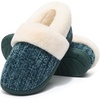 Evshine Fuzzy Memory Foam Slippers for Women Closed Back Knit House Shoes(Green)