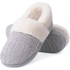 Evshine Fuzzy Memory Foam Slippers for Women Closed Back Knit House Shoes(Grey)
