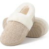 Evshine Fuzzy Memory Foam Slippers for Women Closed Back Knit House Shoes(Khaki)