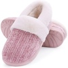 Evshine Fuzzy Memory Foam Slippers for Women Closed Back Knit House Shoes(Pink)