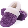 Evshine Fuzzy Memory Foam Slippers for Women Closed Back Knit House Shoes(Purple)