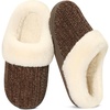 Evshine Women’s Chenille Knit Fuzzy Slippers Memory Foam Warm House Shoes(Light Brown)