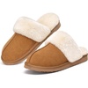 Evshine Women’s Fuzzy House Slippers with Memory Foam(Dark Chestnut)