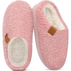 Evshine Kids Slippers Girls Boys Curly Plush Memory Foam House Slippers(Pink)