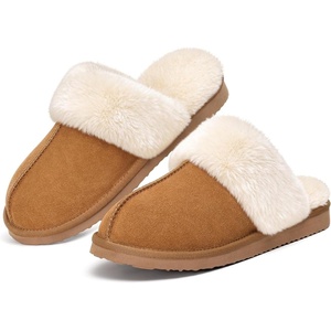 Evshine Women’s Fuzzy House Slippers with Memory Foam(Dark Chestnut)